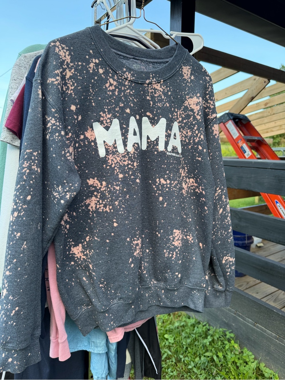 Mama Graphic Pullover Sweatshirt - Black with Pink Splatter